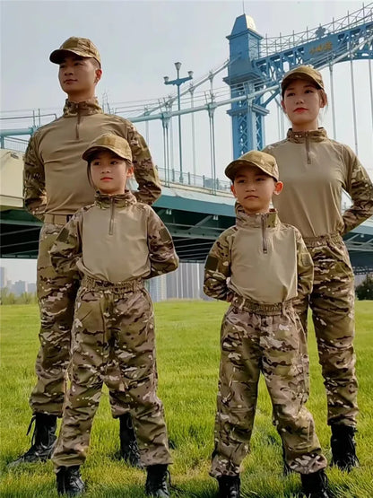 Boys  Tactical  Uniform Hunting Clothing Sets Children Airsoft Camouflage Suits Hiking Training Outdoor Parent-child