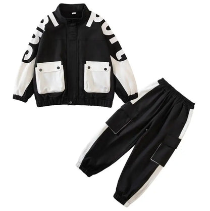 Boys Clothing Suit Spring and Autumn Children's Sportswear Two-piece Set fashion New zipper Jacket+Pants Suit For Boy 2-10Y