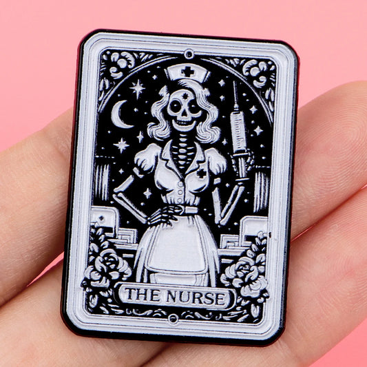 Punk Nurse Skull Enamel Pin Medical Brooches Lapel Badges Briefcase Backpacks Accessories Decoration Jewelry Halloween Gifts