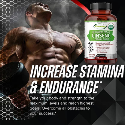 Pure Red Ginseng Extract - Energy Booster Natural Endurance Supplement for Performance, Focus, Vitality and Immune Support