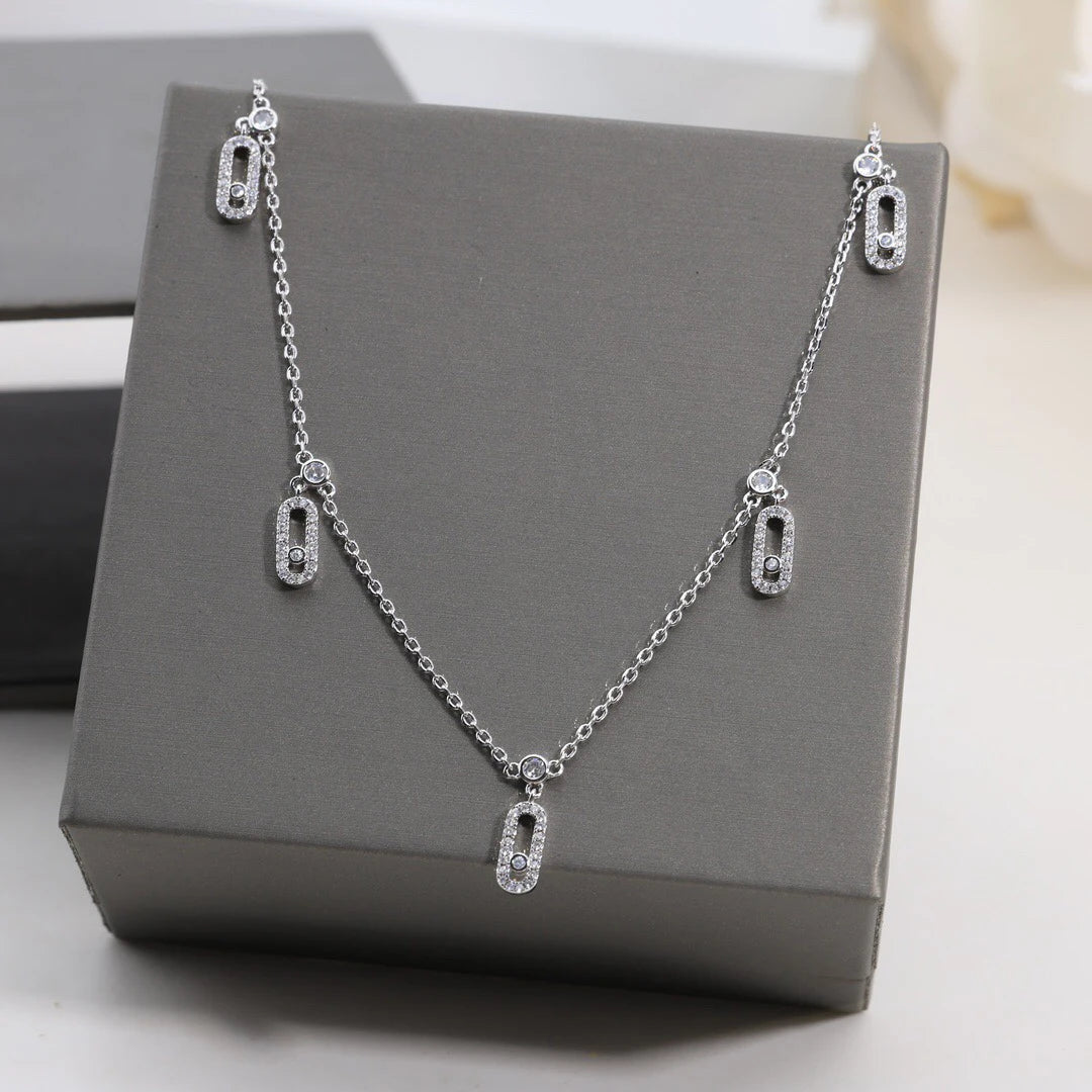 Classic Romantic Jewelry 925 Pure Silver Women's Necklaces With Five Pendants.Popular Holiday Gift, Banquet  Jewelry Accessories