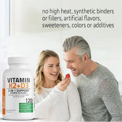 Vitamin D3 + K2(MK7) Supplement - Bone, Joint, Heart, Immune, Teeth and Skin Health Support - Non-GMO Supplement