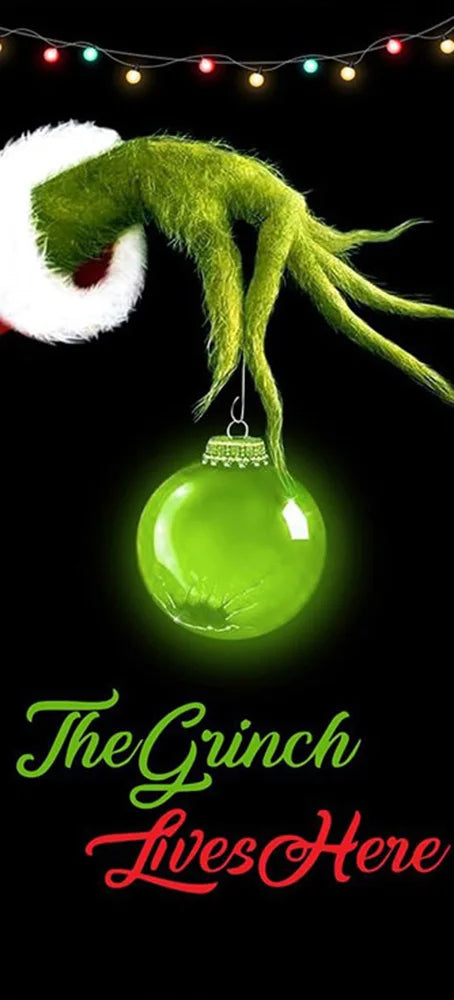 Christmas Green Haired Monster Door Cover Background Cloth Banner Christmas Party Scene Decoration Door Cover