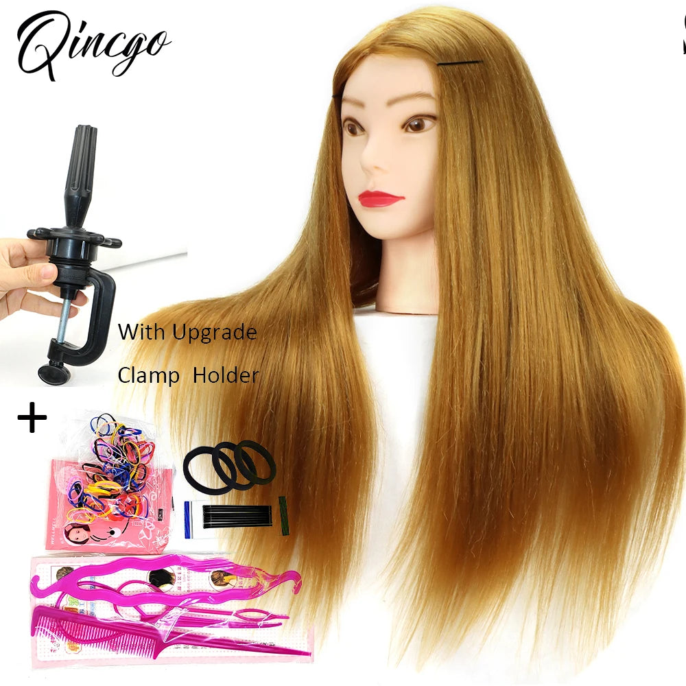 85% Real Human Hair Mannequin Heads For Curling Straighten Training Professional Solon Hairdresser Dummy Doll Heads For Hairstyl