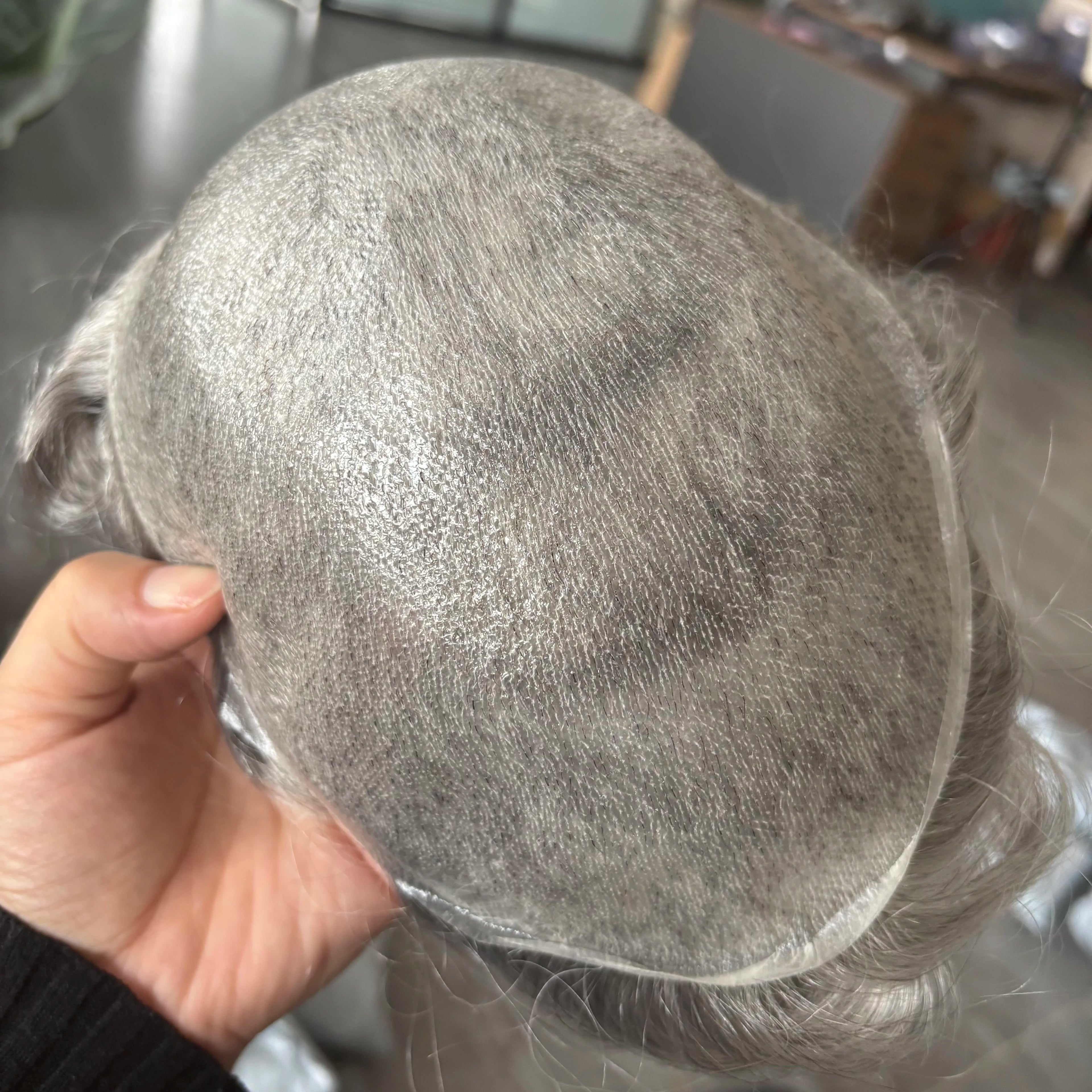 100% Human Hair 80Density Natural Hairline 0.02mm Full Skin Base Men Toupee #1B80 #60R Capillary Prosthesis System Man Hairpiece