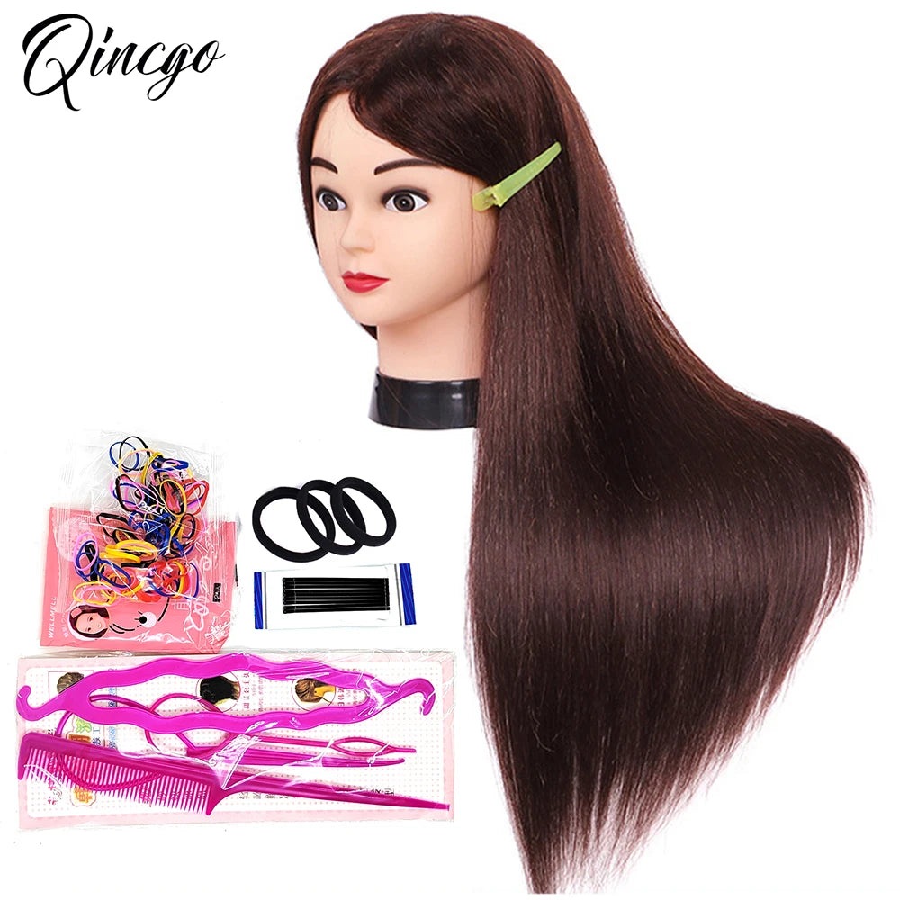 85% Real Human Hair Mannequin Heads For Curling Straighten Training Professional Solon Hairdresser Dummy Doll Heads For Hairstyl