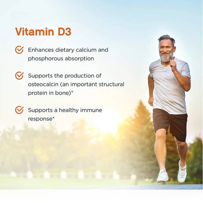 Vitamin D3 10,000iu (250 Mcg) Supplement, Immune Support, Healthy Muscle Function and Bone Health - Non-GMO, 30/60/120 Capsules