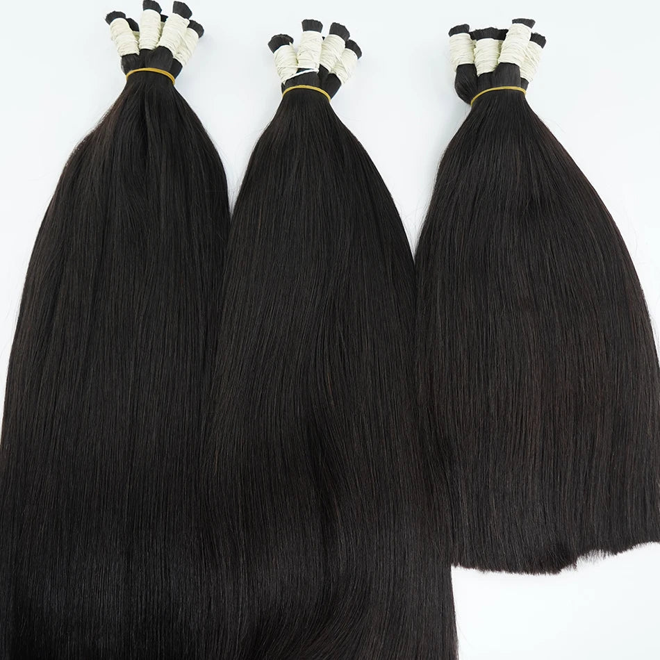 16A Vietnamese Double Drawn Human Hair Bulk Boho Braids Hair Extensions Short Hair Less Bone Straight No Weft 300g 613#