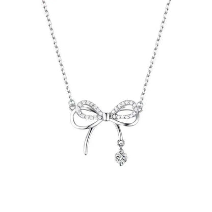 Bowknot Necklaces Jewelry Accessories Silver Bow Clavicle Chain Rhinestone Choker