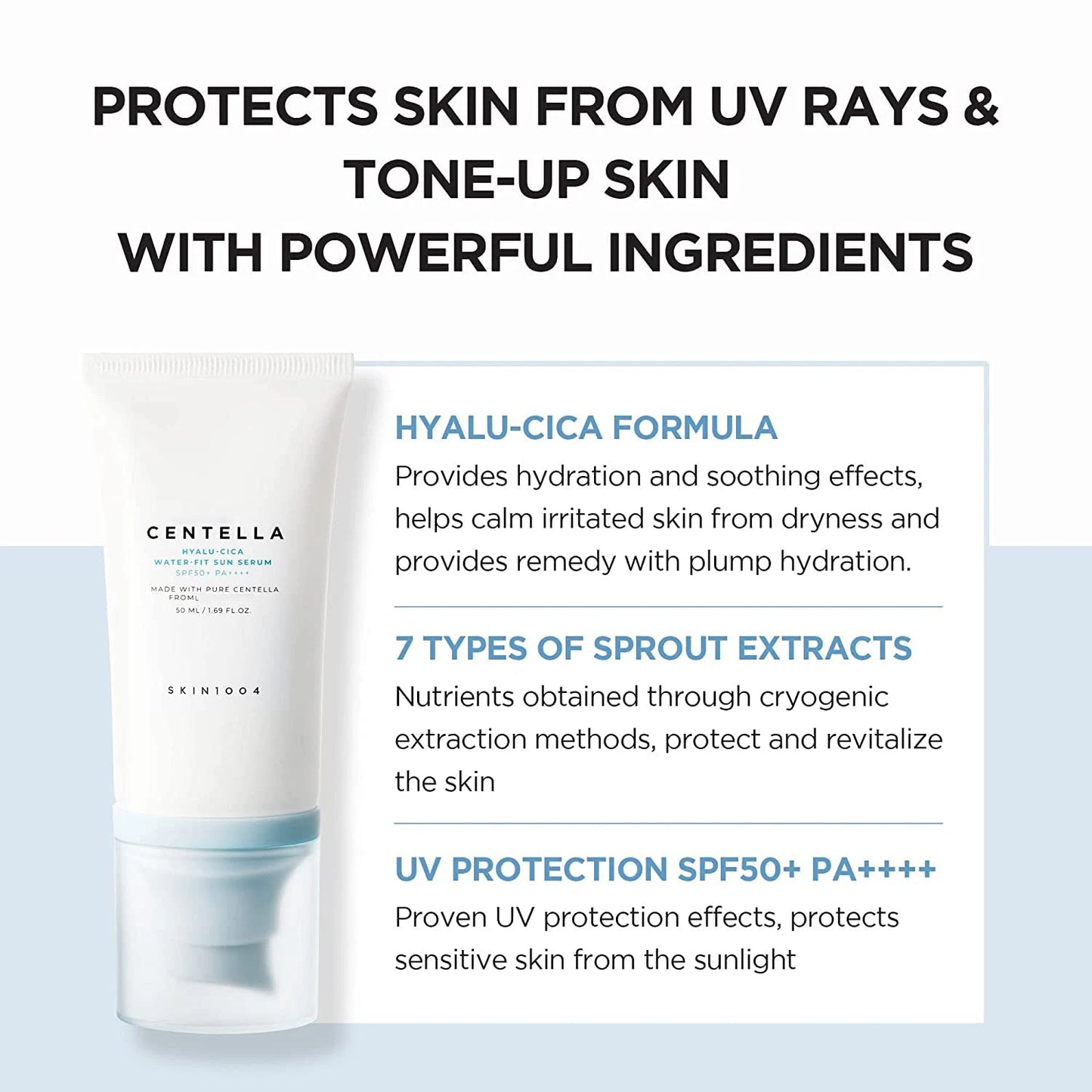 SKIN 1004 Hyaluronic acid Centella asiatica water-based sunscreen moisturizing light nourishing Korean skin care products 50ML