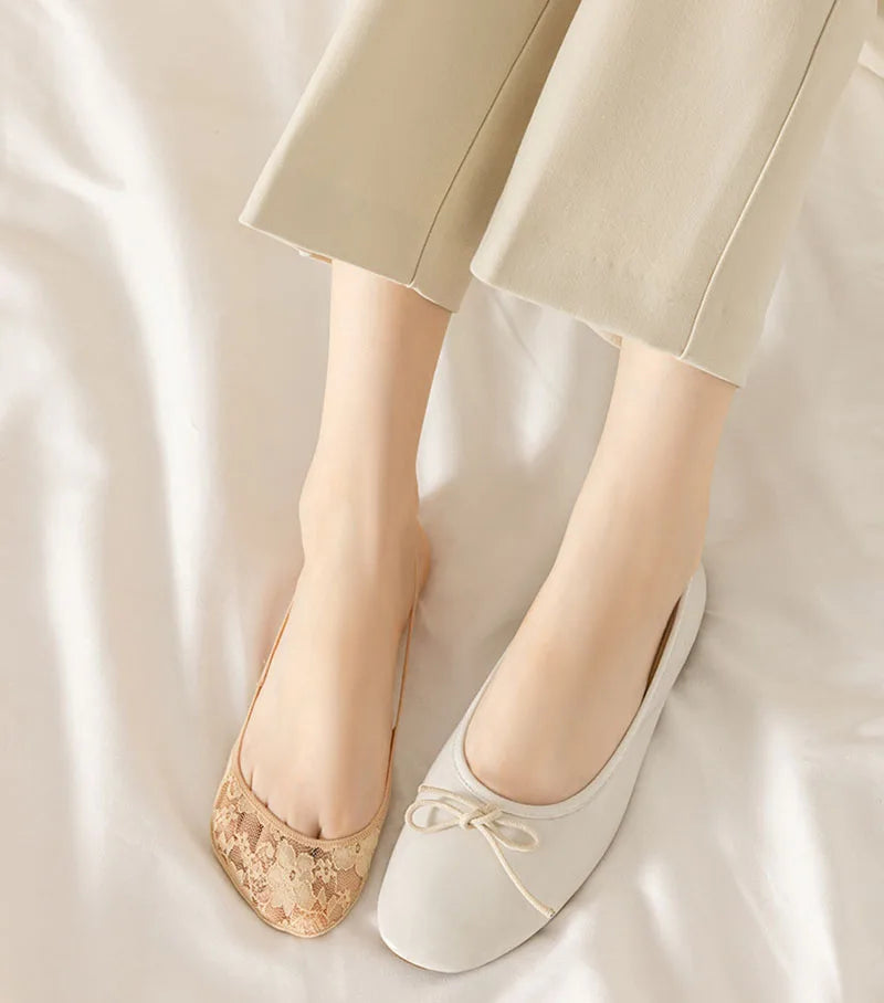 Transparent Lace Boat Socks Women's Summer Socks Ultra Thin Invisible Half Forefoot High Heels Invisible Socks Suspenders Design