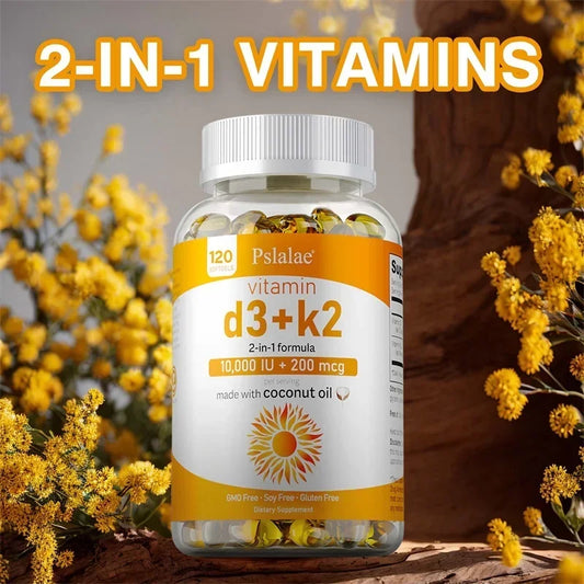 Vitamin D3+K2 Supplement - for Calcium Absorption, Maintain Teeth, Bones, Heart and Joint Health, Promote Blood Circulation