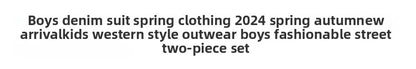 Boys Denim Suit Spring 2025 Spring Autumn New Style Children's Western-style Coat Boys' Fashionable Explosive Street 2 Piece Set