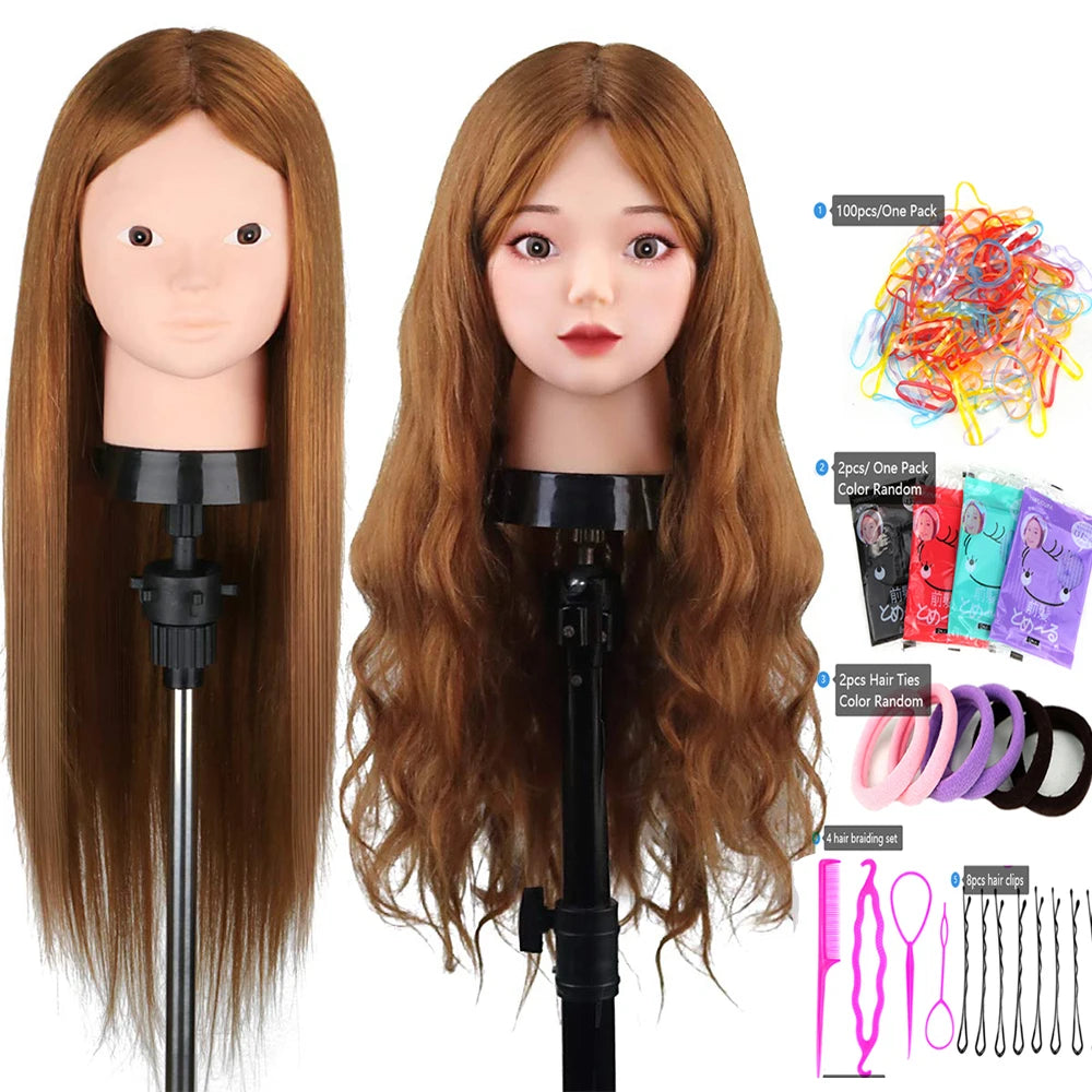 85% Real Human Hair Mannequin Heads For Curling Straighten Training Professional Solon Hairdresser Dummy Doll Heads For Hairstyl