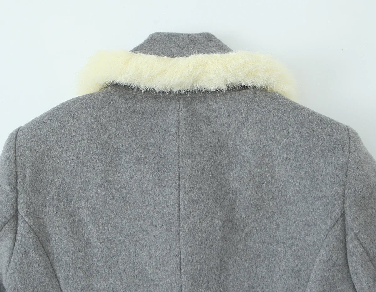 Women Suit 2025 Autumn Winter New Fashion Button Fur Decoration Jacket+Shorts Two-Piece Set Women Elegant Hight Street Suit