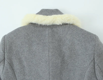 Women Suit 2025 Autumn Winter New Fashion Button Fur Decoration Jacket+Shorts Two-Piece Set Women Elegant Hight Street Suit