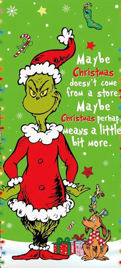 Christmas Green Haired Monster Door Cover Background Cloth Banner Christmas Party Scene Decoration Door Cover