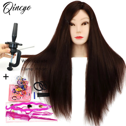 85% Real Human Hair Mannequin Heads For Curling Straighten Training Professional Solon Hairdresser Dummy Doll Heads For Hairstyl