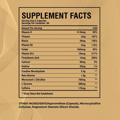 Pre-Workout Supplement - Muscle Building, Endurance Support, Heart Health, Circulation