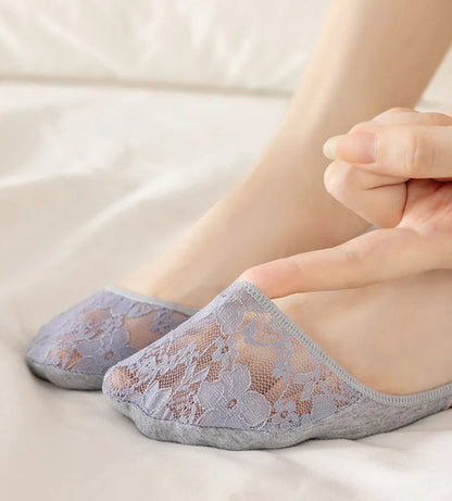 Transparent Lace Boat Socks Women's Summer Socks Ultra Thin Invisible Half Forefoot High Heels Invisible Socks Suspenders Design