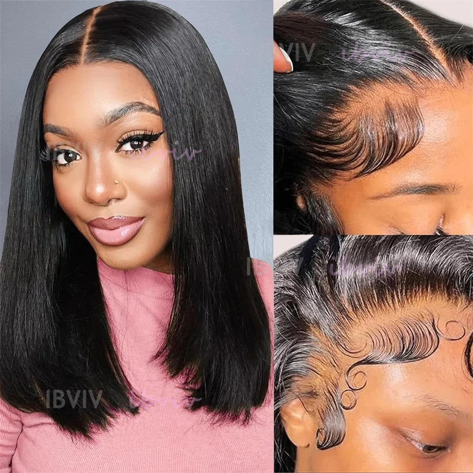 Real 210% Vietnamese Human Hair Lace Frontal Wig Short Bob #2 #4 Brown Chocolate Colored Human Hair Wigs Bleached Knot Lacefront