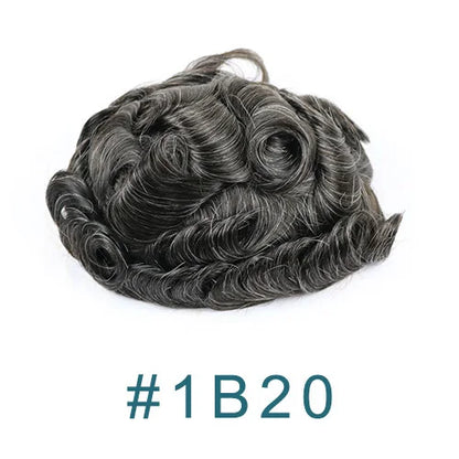 100% Human Hair 80Density Natural Hairline 0.02mm Full Skin Base Men Toupee #1B80 #60R Capillary Prosthesis System Man Hairpiece
