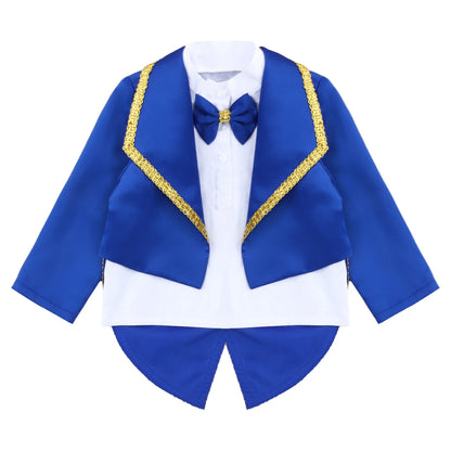 Toddler Baby Boys Formal Gentlemen Suit Long Sleeve Bowknot Tuxedo Tops with Pants Kids Wedding Party Banquet Christening Outfit