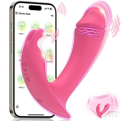 APP Thrusting Vibrator for Women Clitoris Stimulator Rotating Telescopic Wearable Dildo G Spot Massage Adult Sex Toy for Women