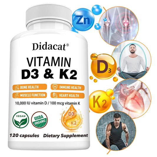 D3 & K2 Vitamins Supplement - Supports Heart, Bone, Muscle, Immune & Joint Health, 10,000 IU Vitamin D & 100mcg Vitamin K