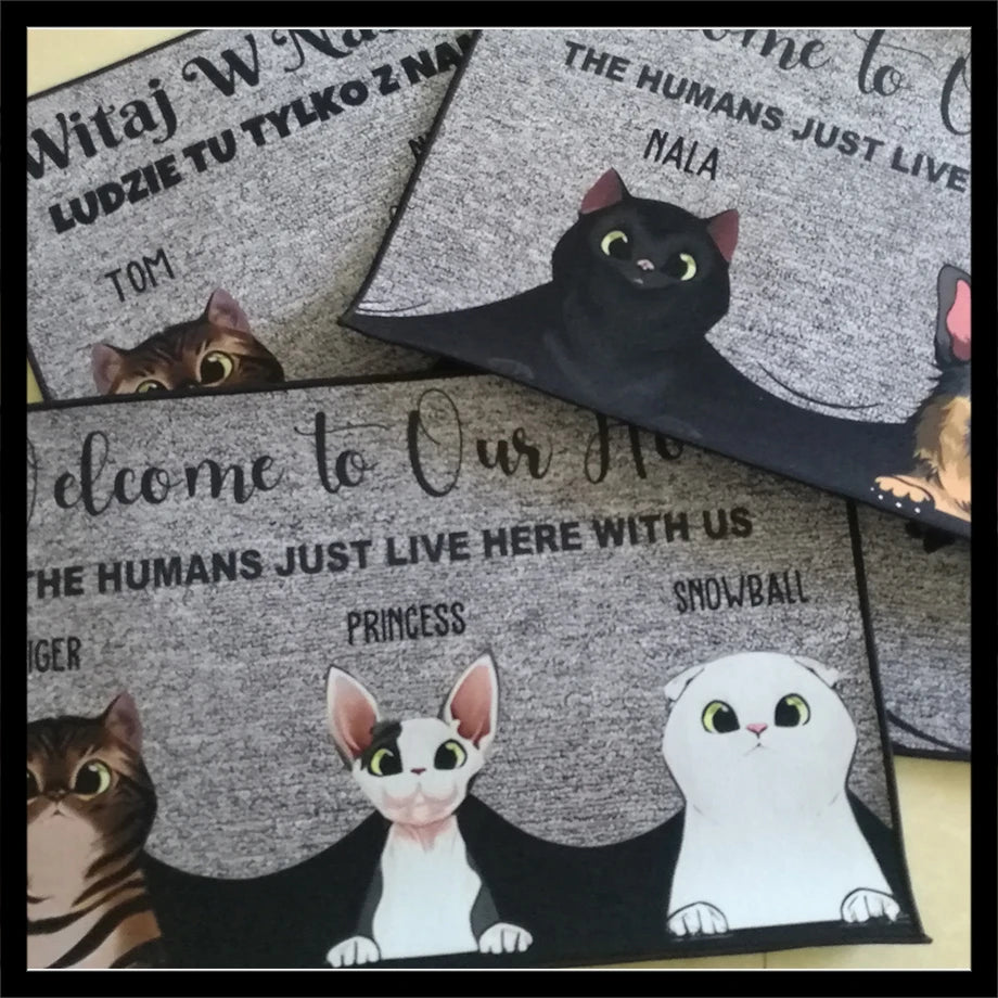 Bienvenue Chez Pet Home Doormat Personalized Dog Cat Mat Rug Hallway Doorway Floor Mats Carpet Home Decor Accessory