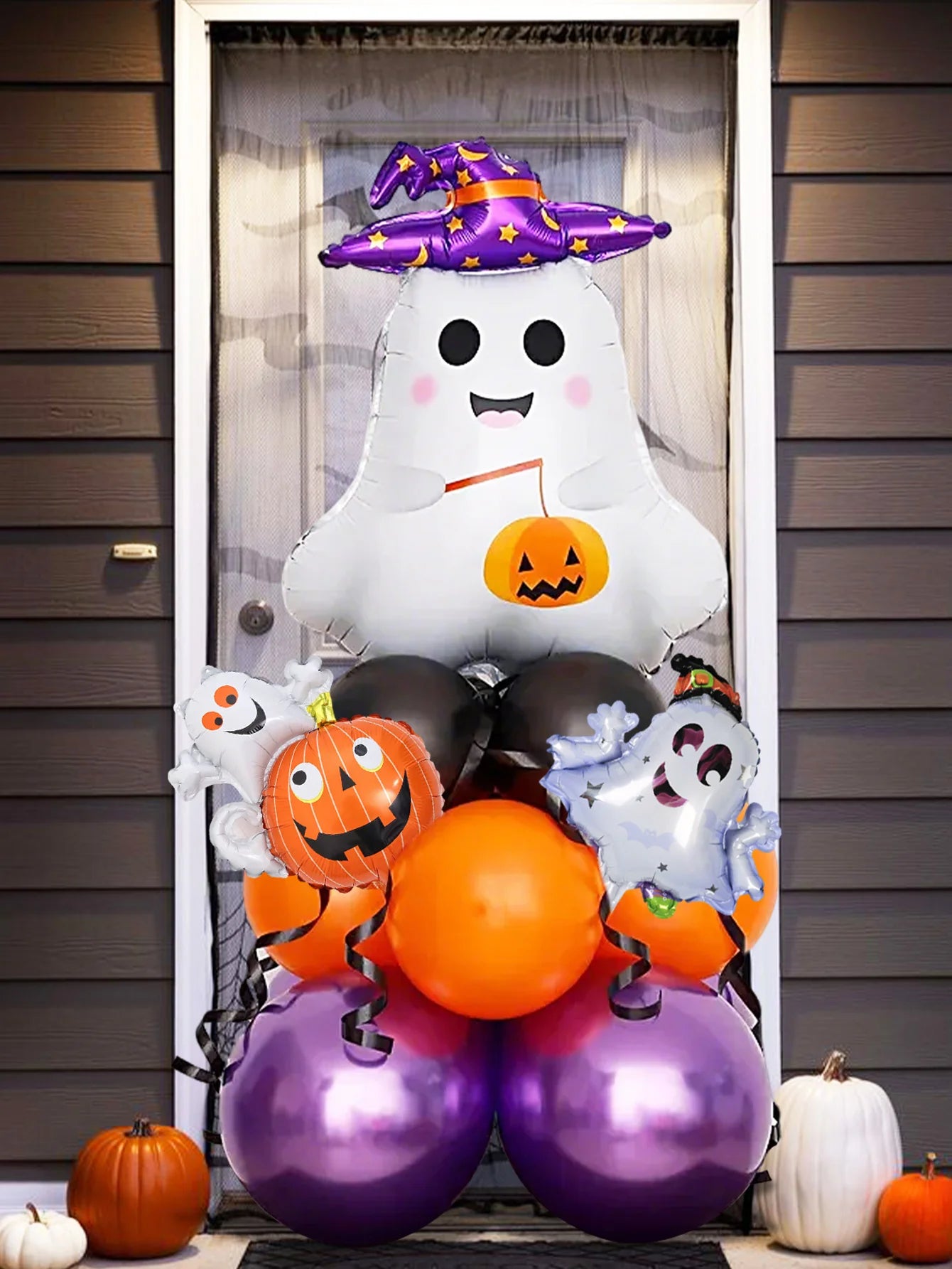 18pcs Halloween ghost balloon column kit, suitable for Halloween party decoration, ghost theme party,theme party.