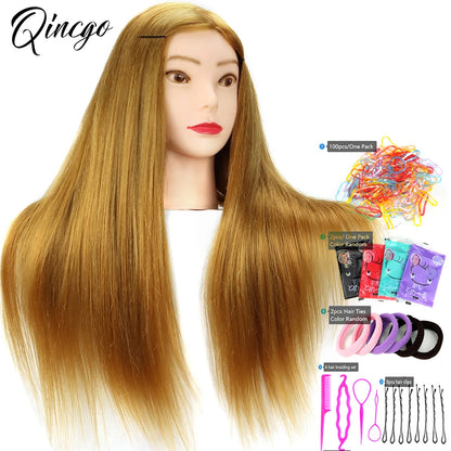 85% Real Human Hair Mannequin Heads For Curling Straighten Training Professional Solon Hairdresser Dummy Doll Heads For Hairstyl