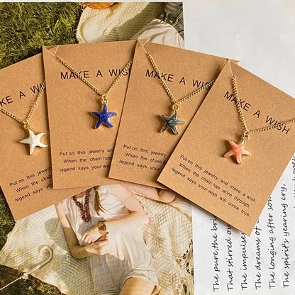 Lovely Starfish Necklace for Women Girl White Blue Black Pink Color Fashion Choker Necklace Gift For Friend Wholesale Jewelry