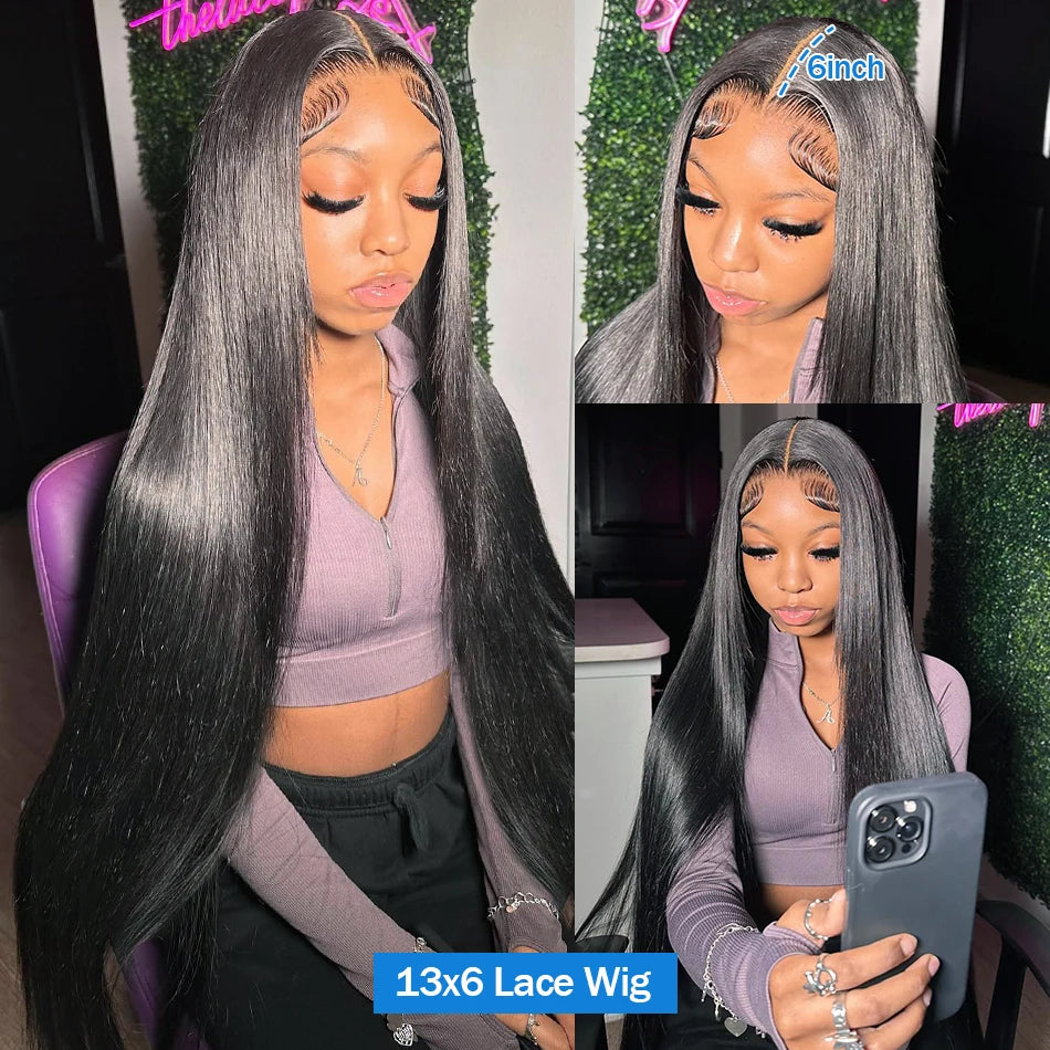 Bone Straight 13x4 13x6 360 Hd Lace Front Wigs For Women 30 40 Inch Human Hair  Lace Frontal Wig Brazilian Pre Plucked Lace Wig