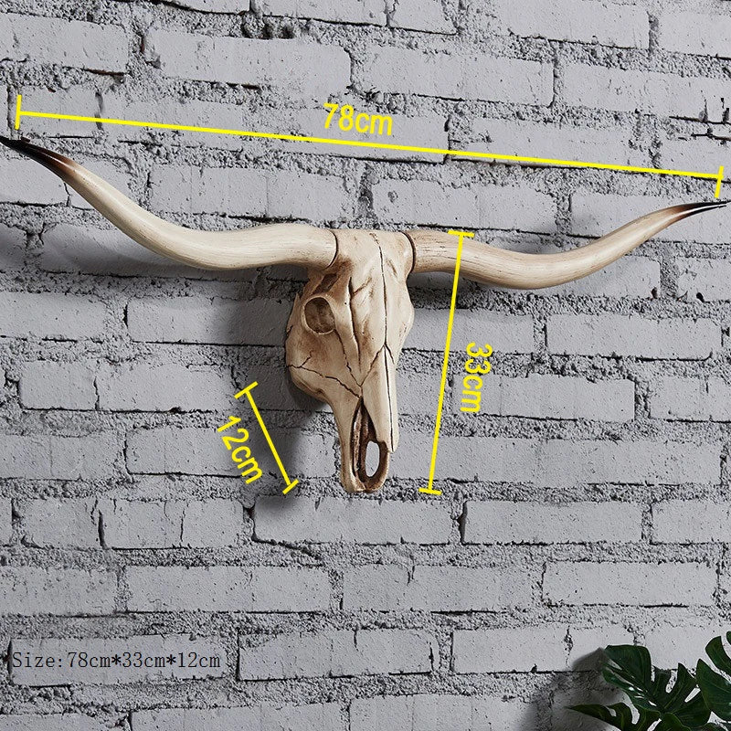 Simulation Animal Bull Cow 3D Skull Head Resin Wall Hanging Room Wall Home Decoration Skeleton Halloween Props for Home Decor