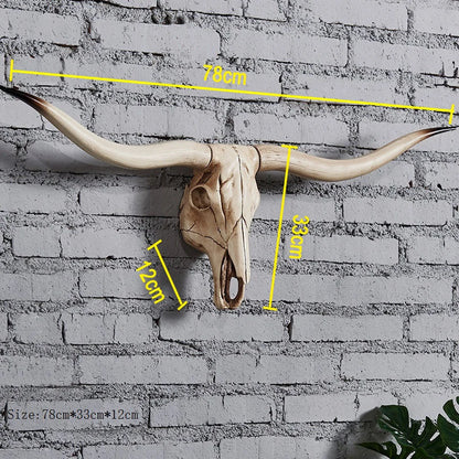Simulation Animal Bull Cow 3D Skull Head Resin Wall Hanging Room Wall Home Decoration Skeleton Halloween Props for Home Decor