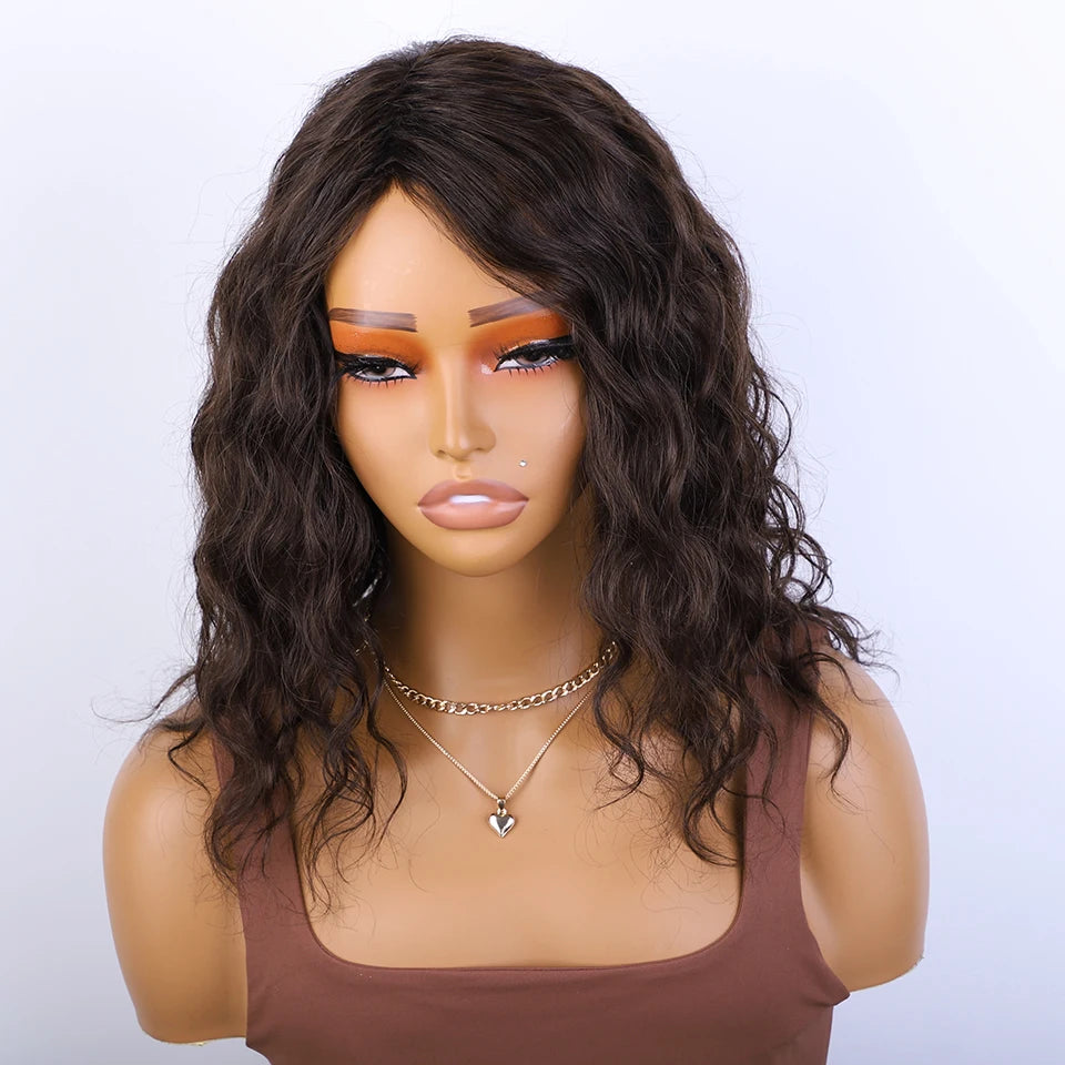Short Body Wave Wigs 180 Density Ready To Wear Brown Water Wave Bob Brazilian Human Hair Wigs For Women Full Machine Made Wigs