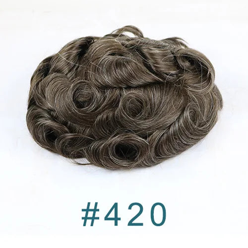 100% Human Hair 80Density Natural Hairline 0.02mm Full Skin Base Men Toupee #1B80 #60R Capillary Prosthesis System Man Hairpiece