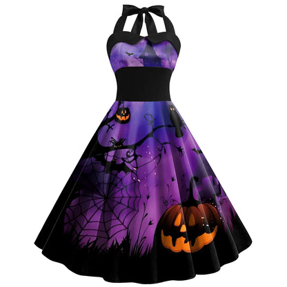 [You're My Secret] Vintage Dress Women 2023 Summer Sexy Print Halloween Party Dresses Vestidos Robe Pin Up Y2K Rockabilly Dress