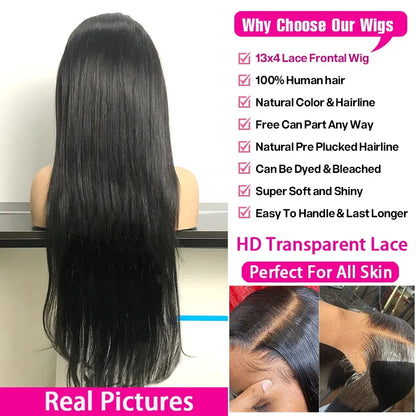 Bone Straight 13x4 13x6 360 Hd Lace Front Wigs For Women 30 40 Inch Human Hair  Lace Frontal Wig Brazilian Pre Plucked Lace Wig