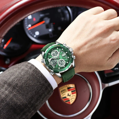 POEDAGAR LED Luxury Men Watch Luminous Week Date Dual Time Display Digital Man Clock Alarm Electronic Men's Quartz Watches Reloj