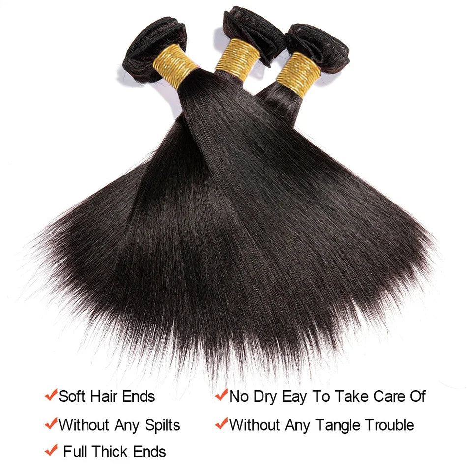 Brazilian Bone Straight Bundles 100% Unprocessed Human Hair Bundles Virgin Hair 1/3 Bundles Short Straight Weave Hair Extensions