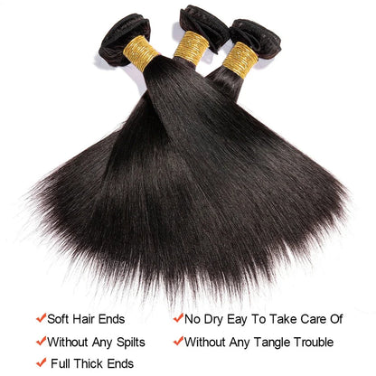 Brazilian Bone Straight Bundles 100% Unprocessed Human Hair Bundles Virgin Hair 1/3 Bundles Short Straight Weave Hair Extensions