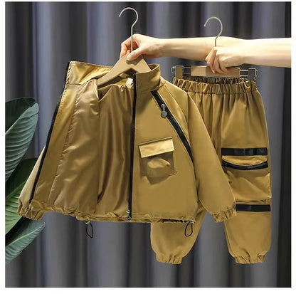 Boys Clothing Suit Spring and Autumn Children's Sportswear Two-piece Set fashion New zipper Jacket+Pants Suit For Boy 2-10Y