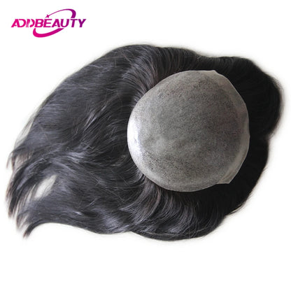 Straight Human Hair Wigs for Women Full PU Toupee 100% Real Human Hair Blonde Human Hair Replacement System Unit Natural Brown