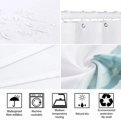 Spooky Horror Halloween Skeleton Crow Shower Curtain Black Bat Black Cat Polyester Fabric Bath Curtain Bathroom Decor With Hooks
