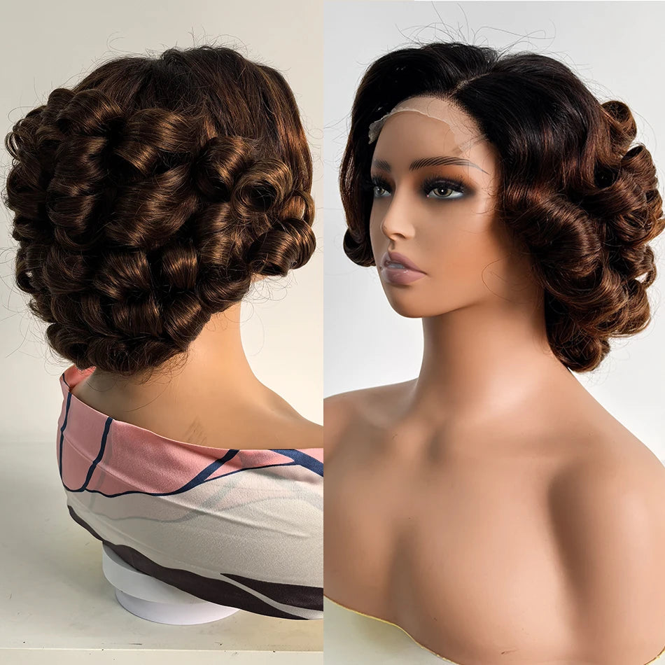 100% Raw Vietname Hair Bouncy Curly Wigs 5x5 HD Lace Closure Wear And Go Glueless Short Human Hair Lace Closure wig 250% Density