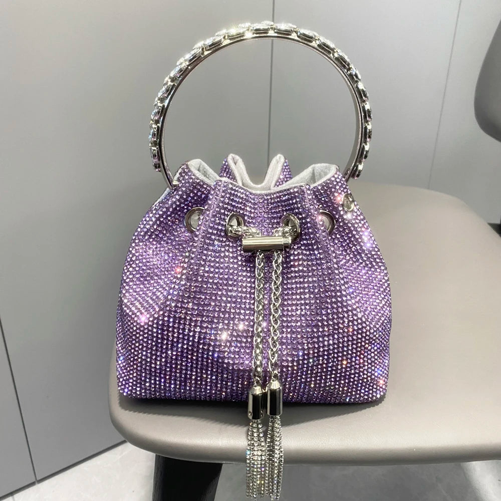 purses and handbags bags for women luxury Designer bucket clutch purse evening banquet bag Crystal rhinestone shoulder bags