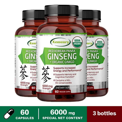 Pure Red Ginseng Extract - Energy Booster Natural Endurance Supplement for Performance, Focus, Vitality and Immune Support