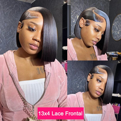Bone Straight Nartual Bob Wig Hd 13x4 Lace Front Human Hair Wig For Black Women Transparent Frontal Straight Wig 10 12 14 Inch